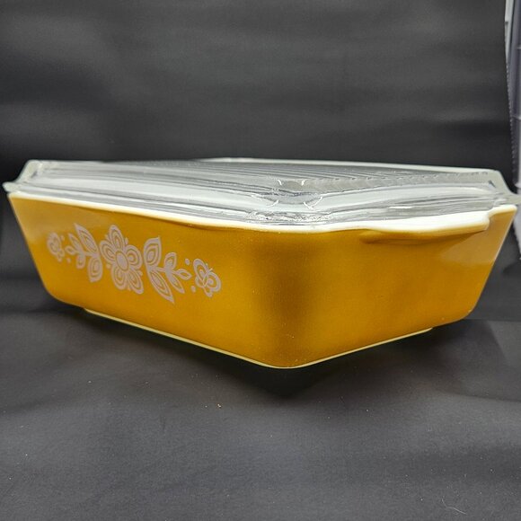 PYREX Butterfly Gold (1972) 503 Refrigerator Dish & 503C Cover - Picture 1 of 16